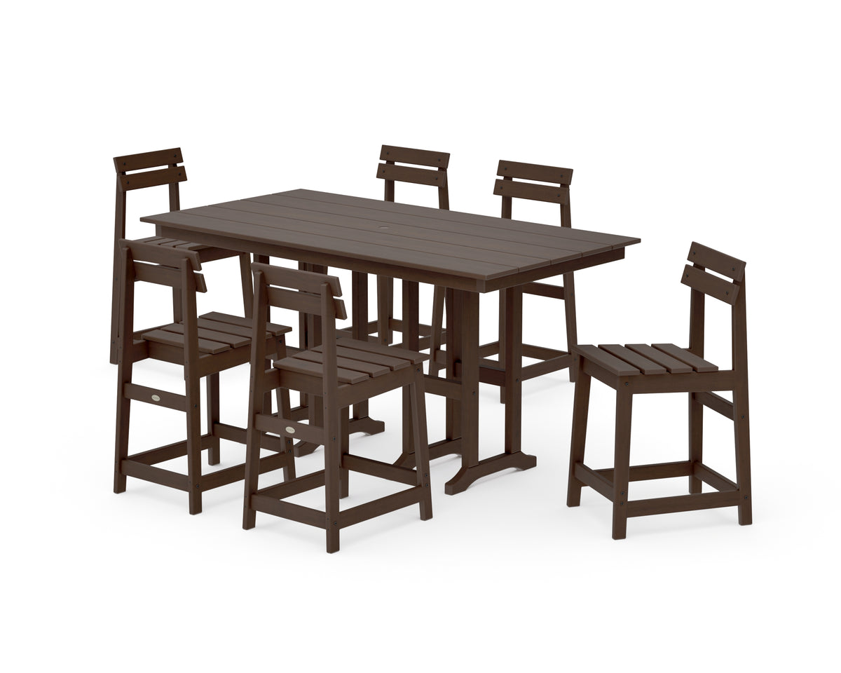 POLYWOOD Modern Studio Plaza Counter Chair 7-Piece Set in Kona