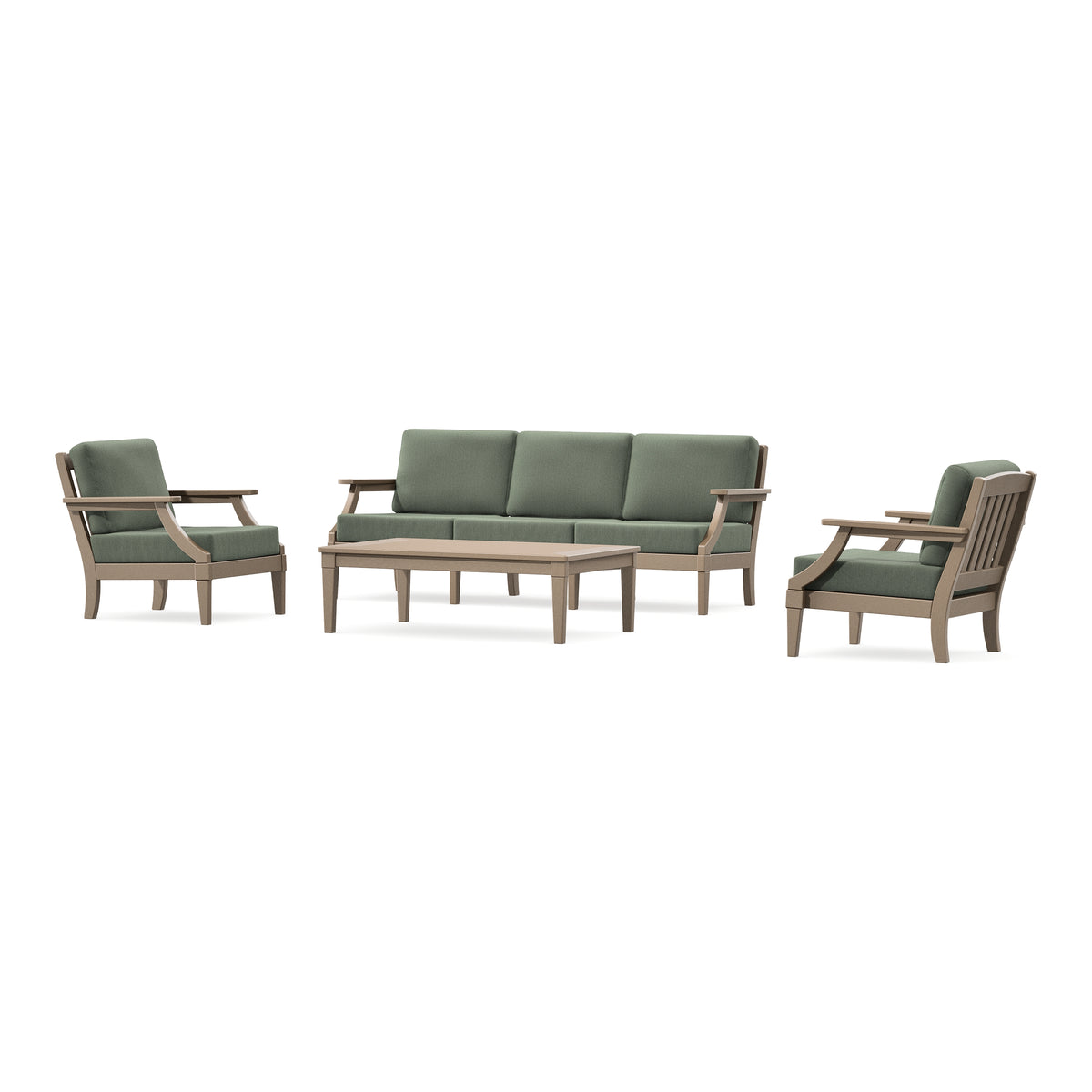 POLYWOOD PW Designer Series Estate 4-Piece Lounge Sofa Set in Vintage Sahara / Cast Sage