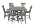 POLYWOOD Vineyard 7-Piece Side Chair Round Farmhouse Bar Set in Slate Grey