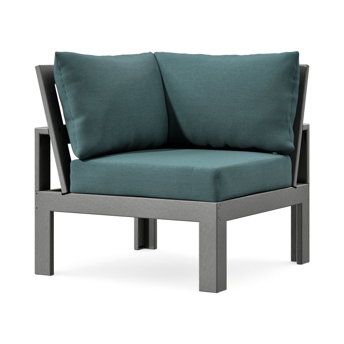 POLYWOOD Modular Corner Chair in Slate Grey / Ocean Teal