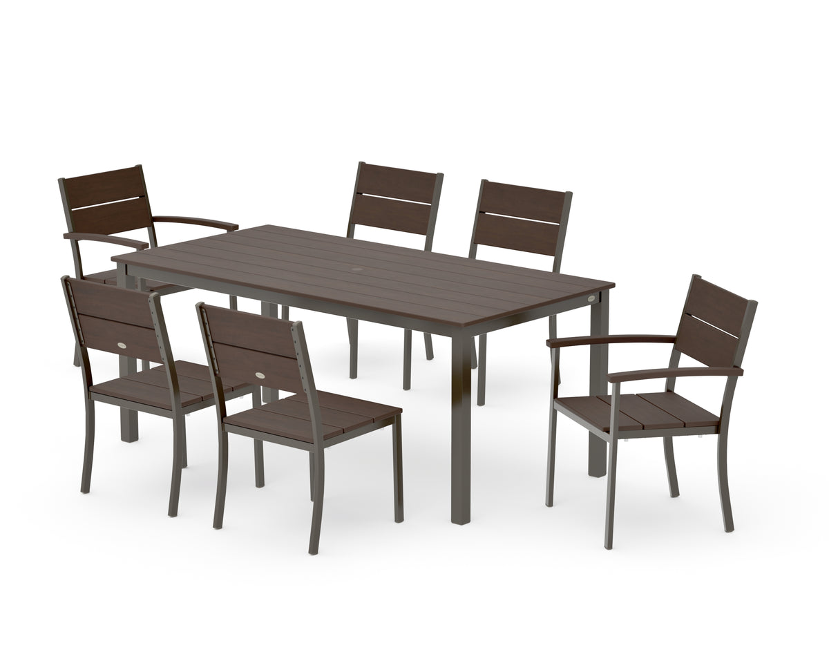 POLYWOOD Main Street 7-Piece Dining Set with Main Street 36" x 72" Dining Table in Bronze / Kona