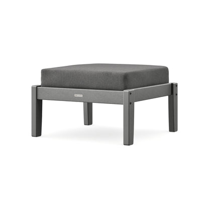 POLYWOOD Chinoiserie Deep Seating Ottoman in Slate Grey / Ash Charcoal
