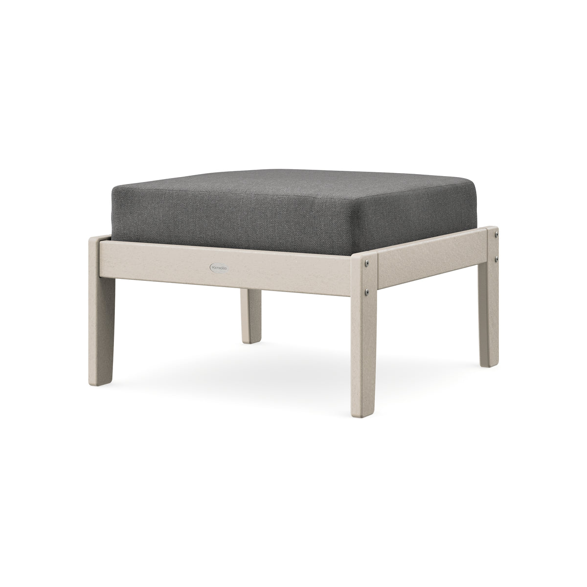 POLYWOOD Braxton Deep Seating Ottoman in Sand / Ash Charcoal