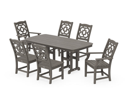 POLYWOOD Chinoiserie 7-Piece Dining Set in Driftwood