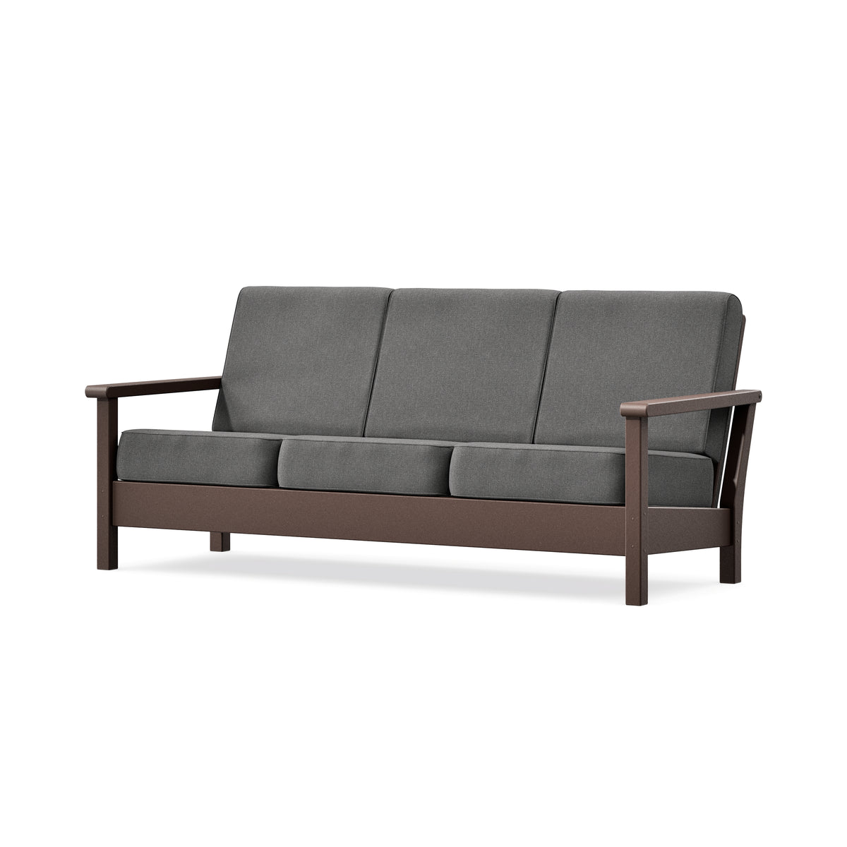 POLYWOOD Harbour Deep Seating Sofa in Mahogany / Ash Charcoal