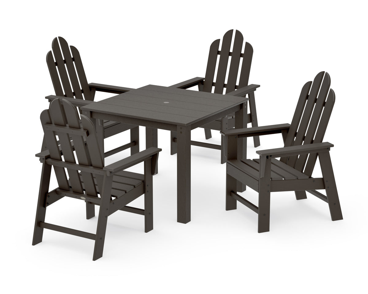 POLYWOOD Long Island 5-Piece Parsons Dining Set in Vintage Coffee