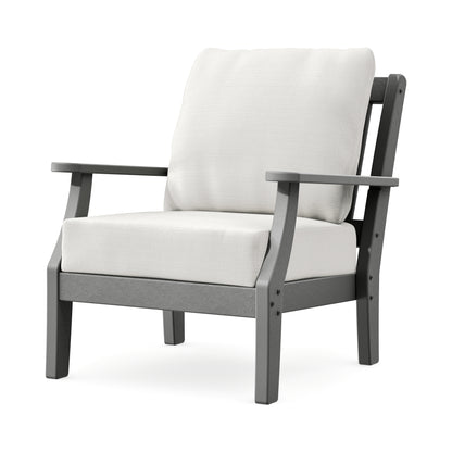 POLYWOOD Chinoiserie Deep Seating Chair in Slate Grey / Natural Linen