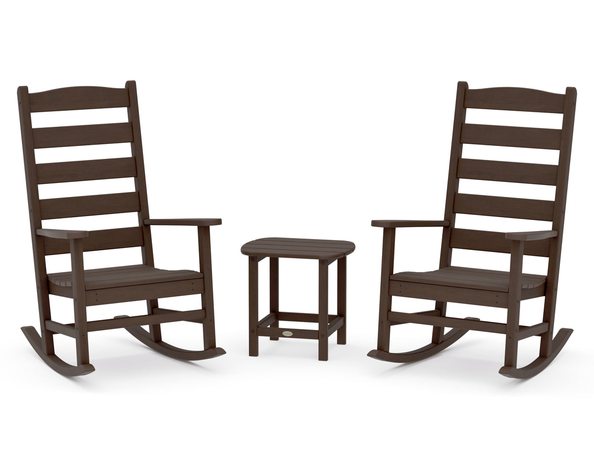 POLYWOOD Shaker 3-Piece Porch Rocking Chair Set in Kona