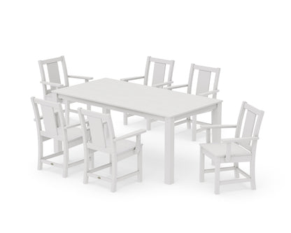 POLYWOOD Prairie Arm Chair 7-Piece Parsons Dining Set in Vintage White