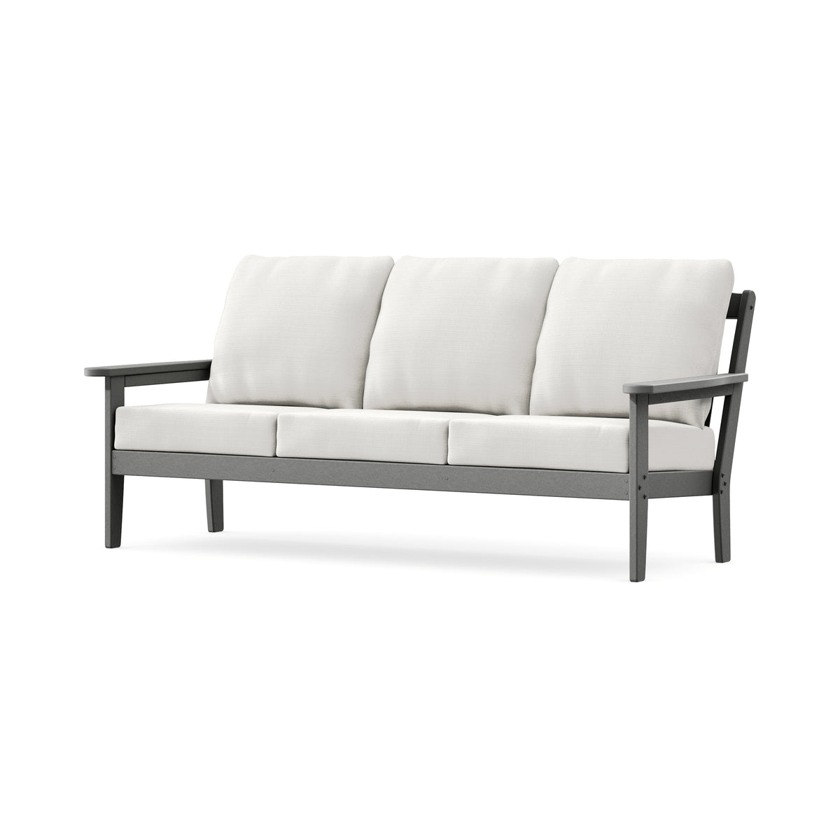 POLYWOOD Cottage Deep Seating Sofa in Slate Grey / Natural Linen