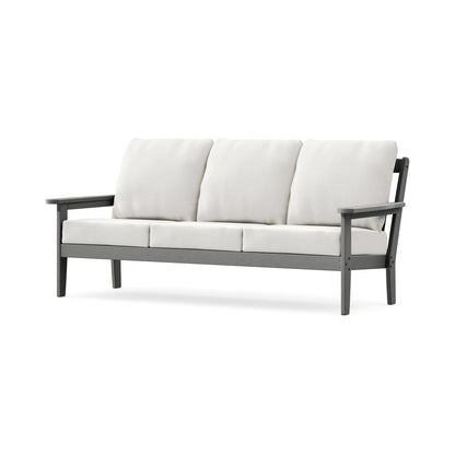 POLYWOOD Cottage Deep Seating Sofa in Slate Grey / Natural Linen