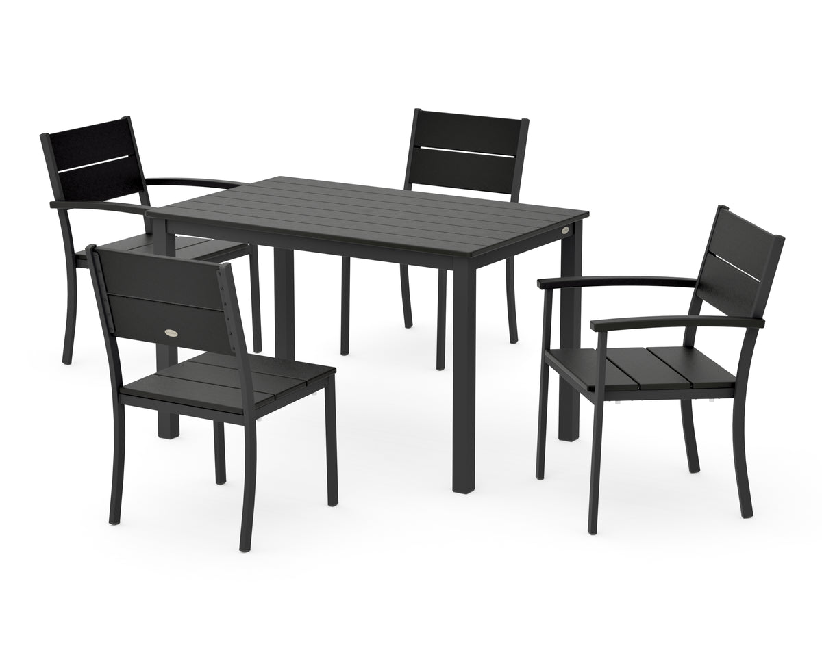 POLYWOOD Main Street 5-Piece Dining Set with Main Street 30 x 48 Dining Table in Black / Black