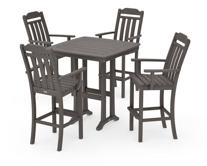 POLYWOOD Cottage 5-Piece Bar Set with Trestle Legs in Driftwood