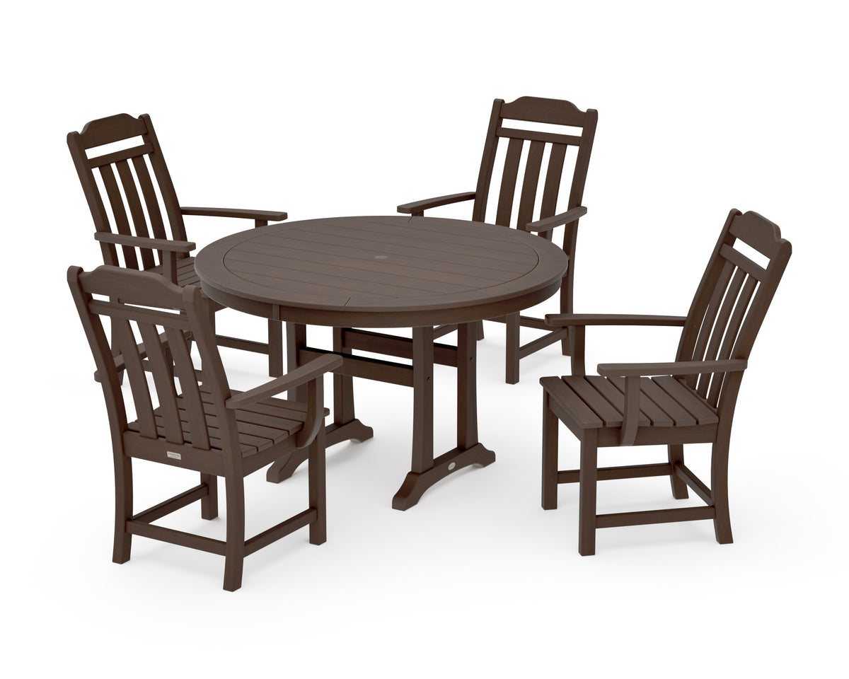 POLYWOOD Cottage 5-Piece Round Dining Set with Trestle Legs in Kona