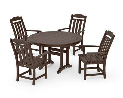POLYWOOD Cottage 5-Piece Round Dining Set with Trestle Legs in Kona
