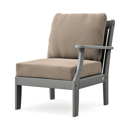 POLYWOOD Braxton Modular Right Arm Chair in Slate Grey / Spiced Burlap