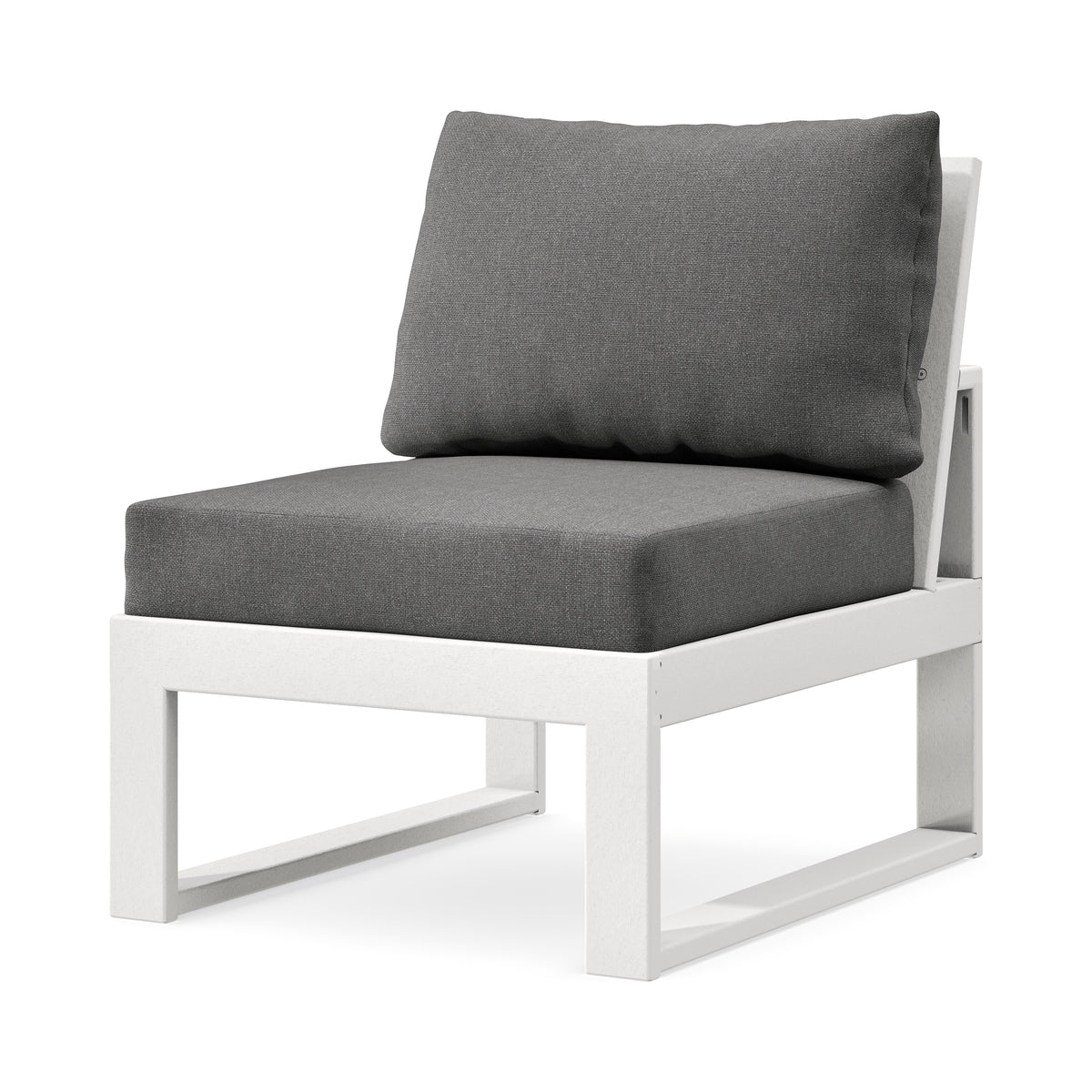 POLYWOOD Modular Armless Chair in White / Ash Charcoal