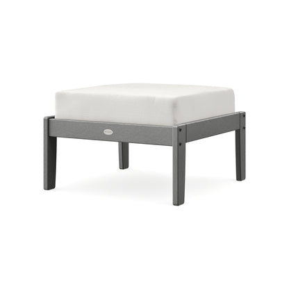 POLYWOOD Braxton Deep Seating Ottoman in Slate Grey / Natural Linen