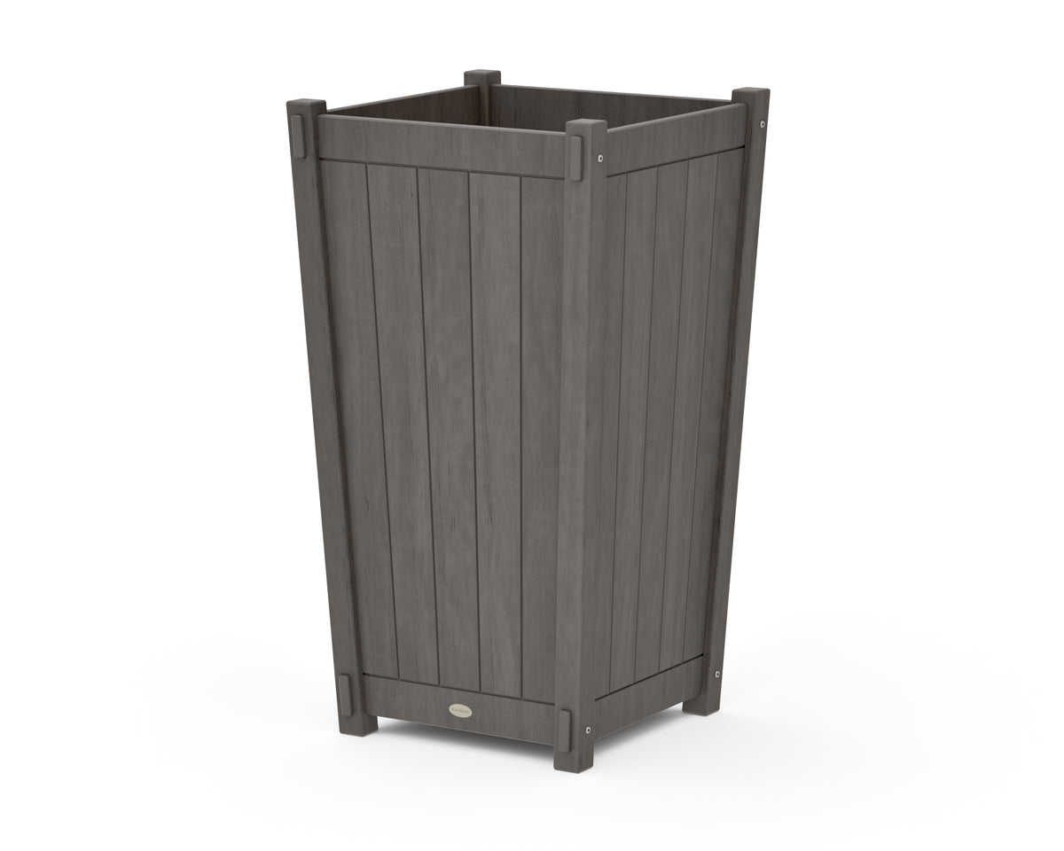 POLYWOOD Vineyard Large Tapered Square Tall Planter Box in Driftwood