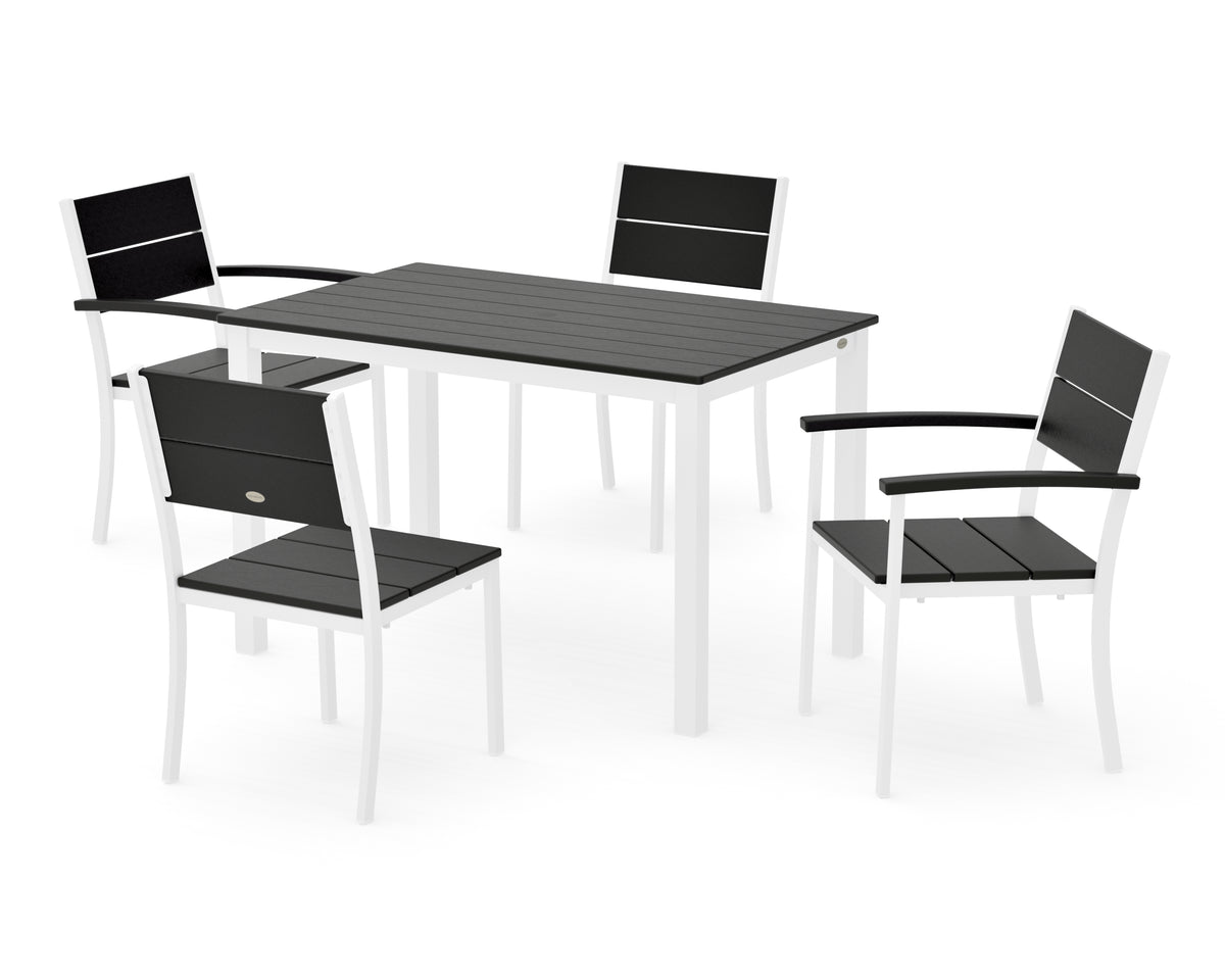 POLYWOOD Main Street 5-Piece Dining Set with Main Street 30 x 48 Dining Table in White / Black