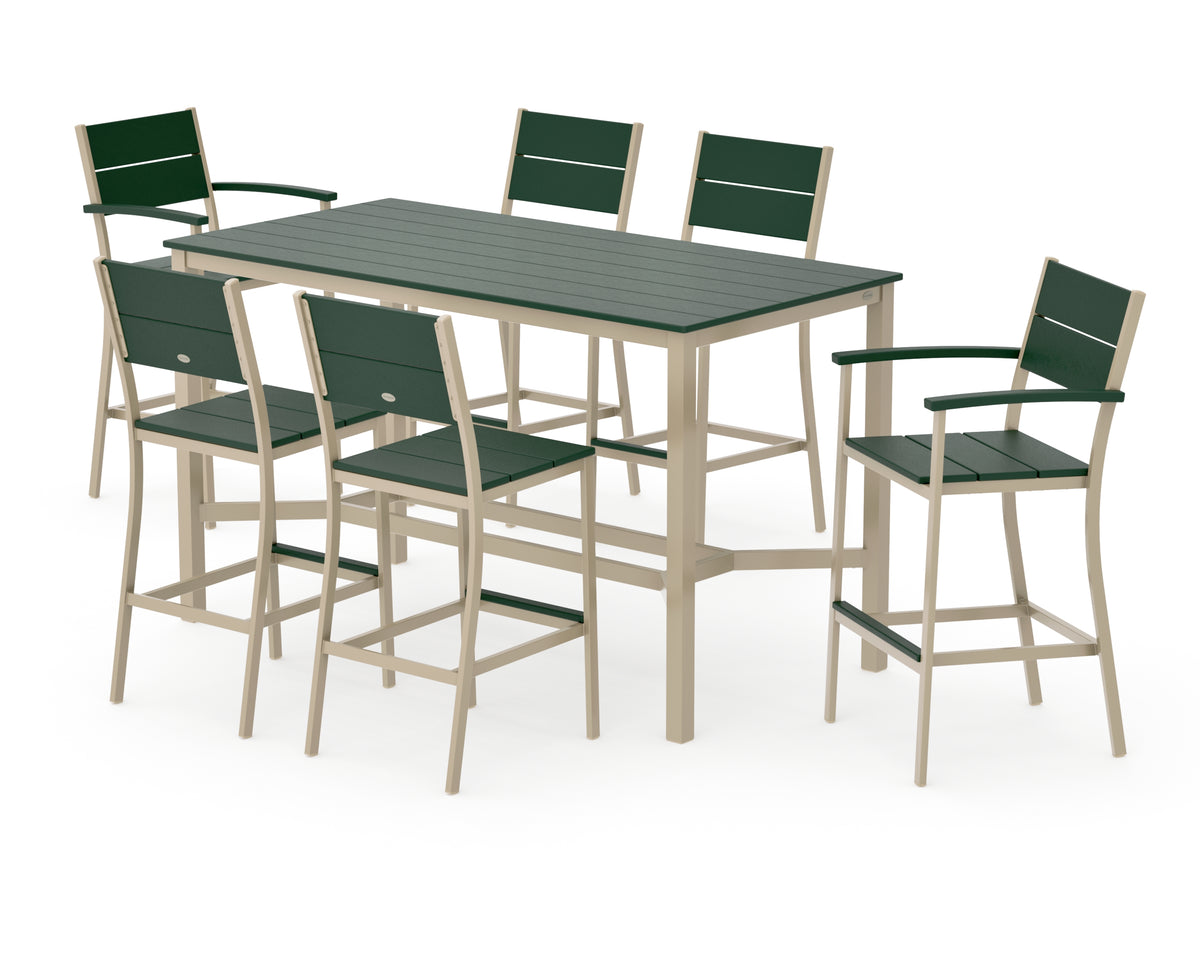 POLYWOOD Main Street 7-Piece Bar Set in Sand / Green
