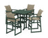POLYWOOD EDGE Woven 5-Piece Farmhouse Bar Set with Trestle Legs in Green / Dune Grass