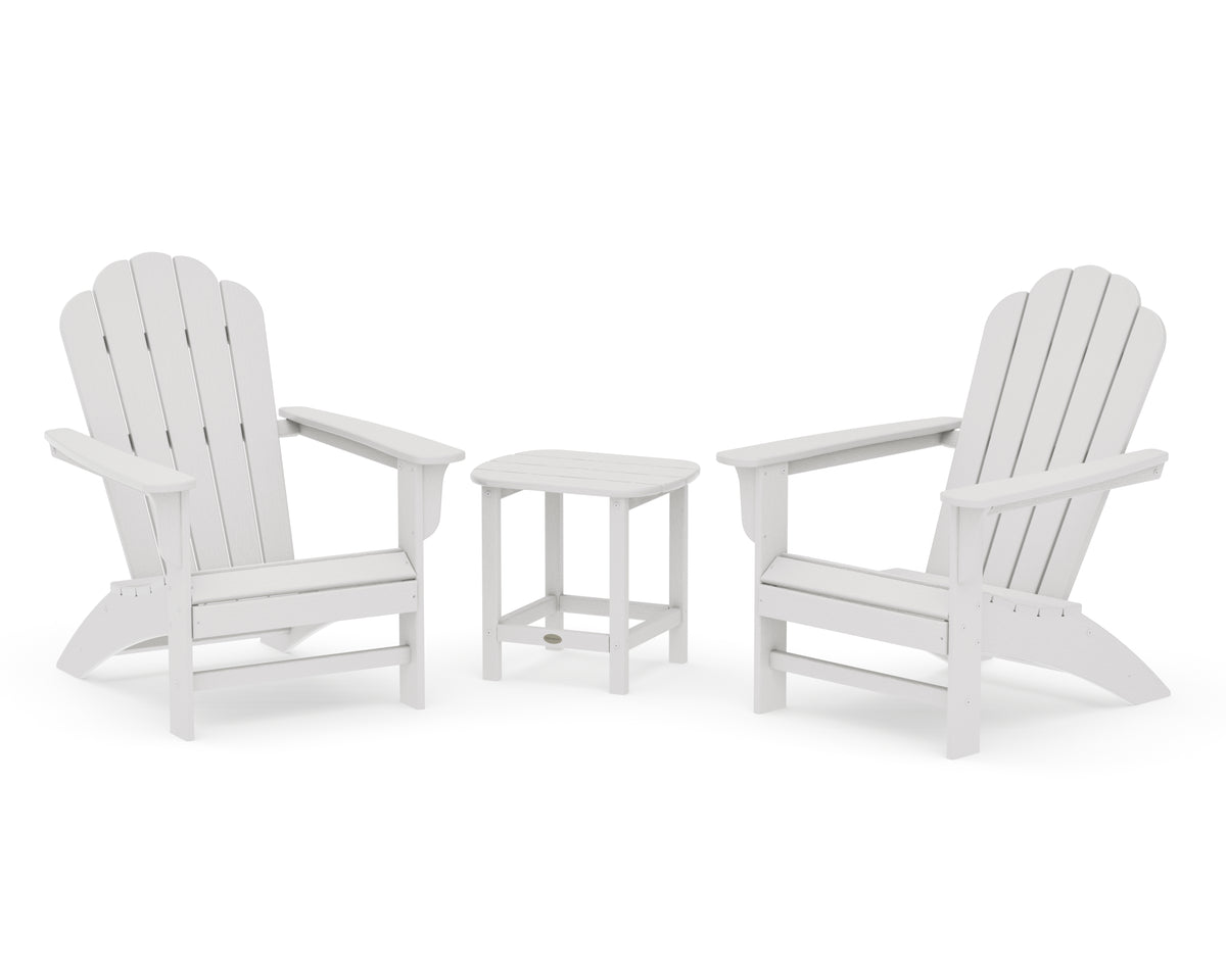 POLYWOOD Country Living Cottage Adirondack Chair 3-Piece Set in Vintage White