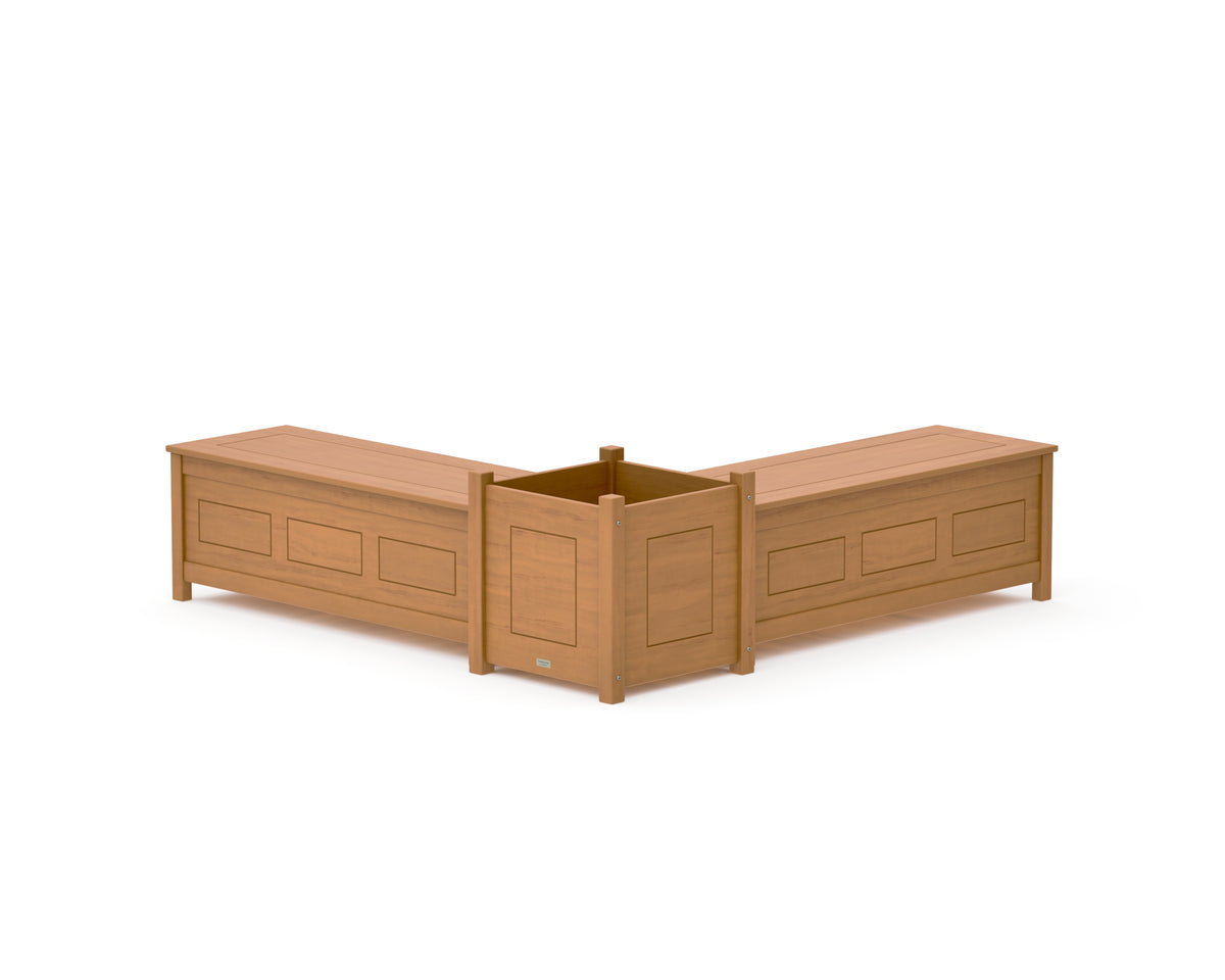 POLYWOOD 48" Country Living L-Shaped Planter Storage Bench Set - Large in Natural