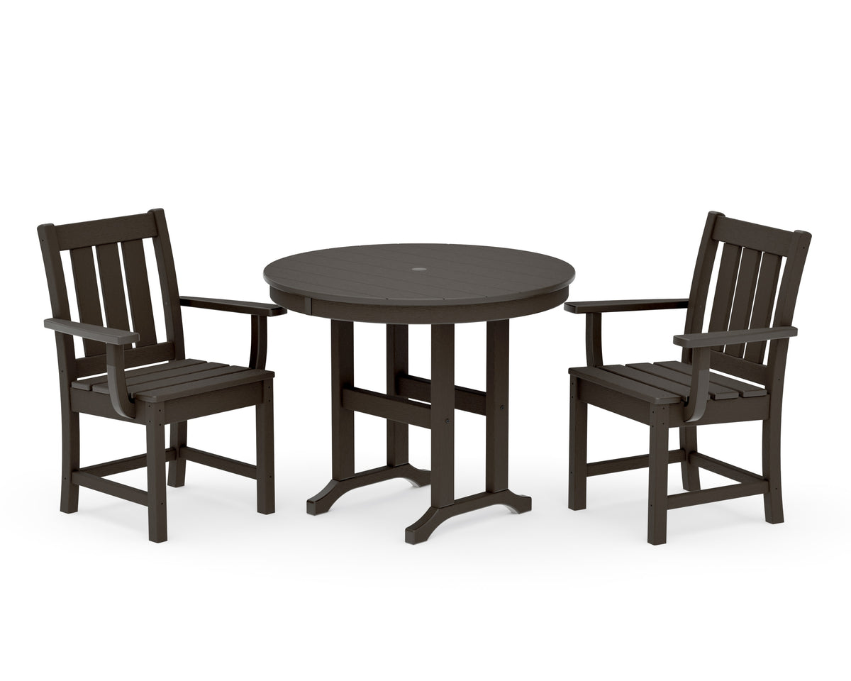 POLYWOOD Oxford 3-Piece Farmhouse Dining Set in Vintage Coffee