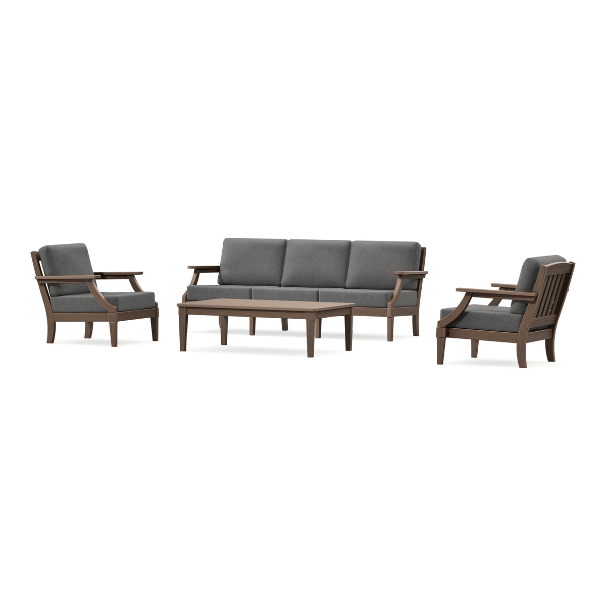 POLYWOOD PW Designer Series Estate 4-Piece Lounge Sofa Set in Kona / Ash Charcoal