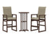 POLYWOOD EDGE Woven Highback 3-Piece Farmhouse Bar Set in Mahogany / Dune Grass