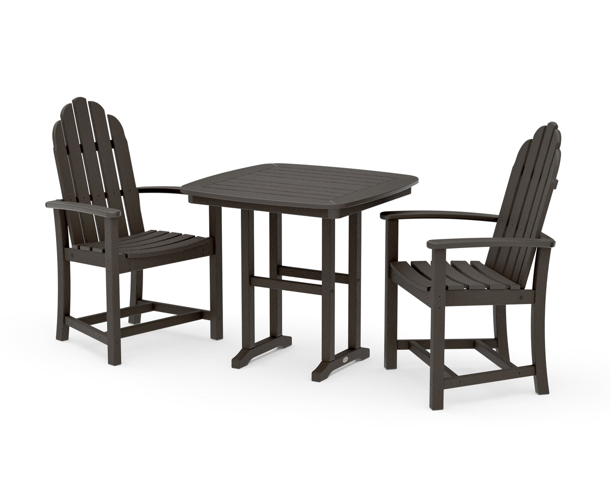 POLYWOOD Classic Adirondack 3-Piece Dining Set in Vintage Coffee