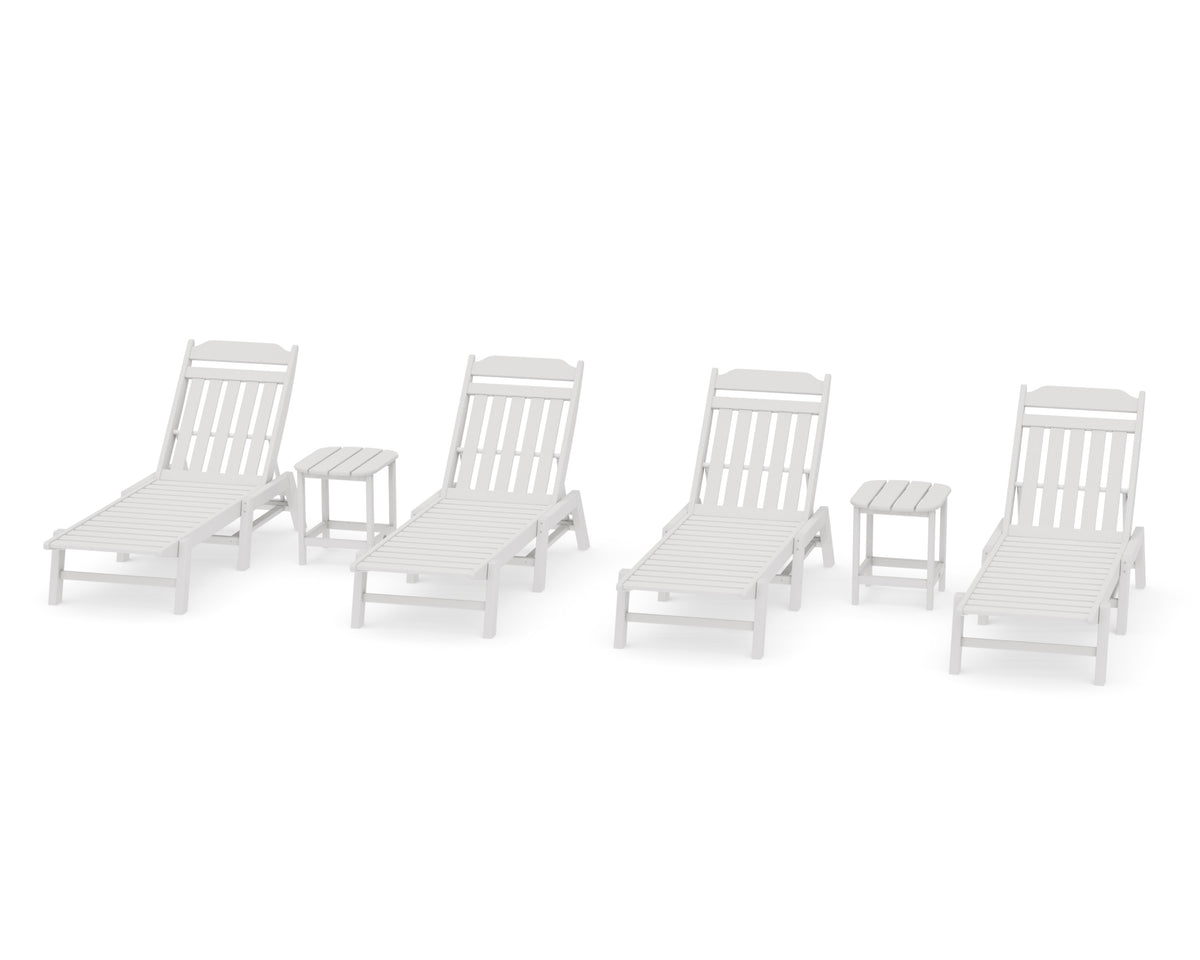 POLYWOOD Cottage 6-Piece Chaise Set in Vintage White