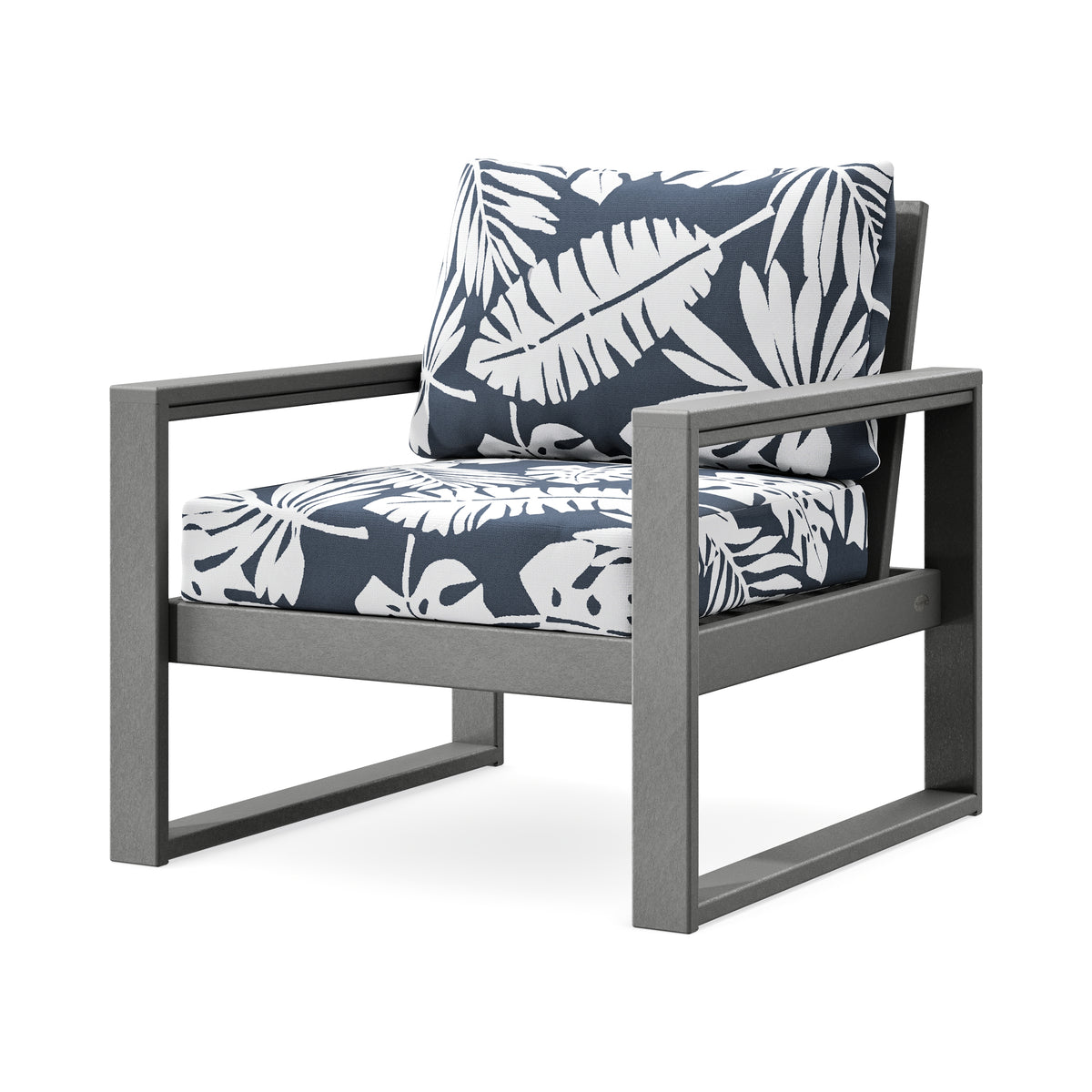 POLYWOOD EDGE Club Chair in Slate Grey / Leaf Marine Indigo