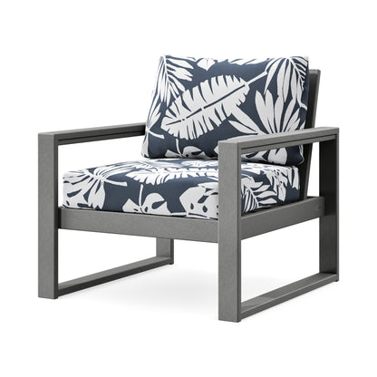 POLYWOOD EDGE Club Chair in Slate Grey / Leaf Marine Indigo