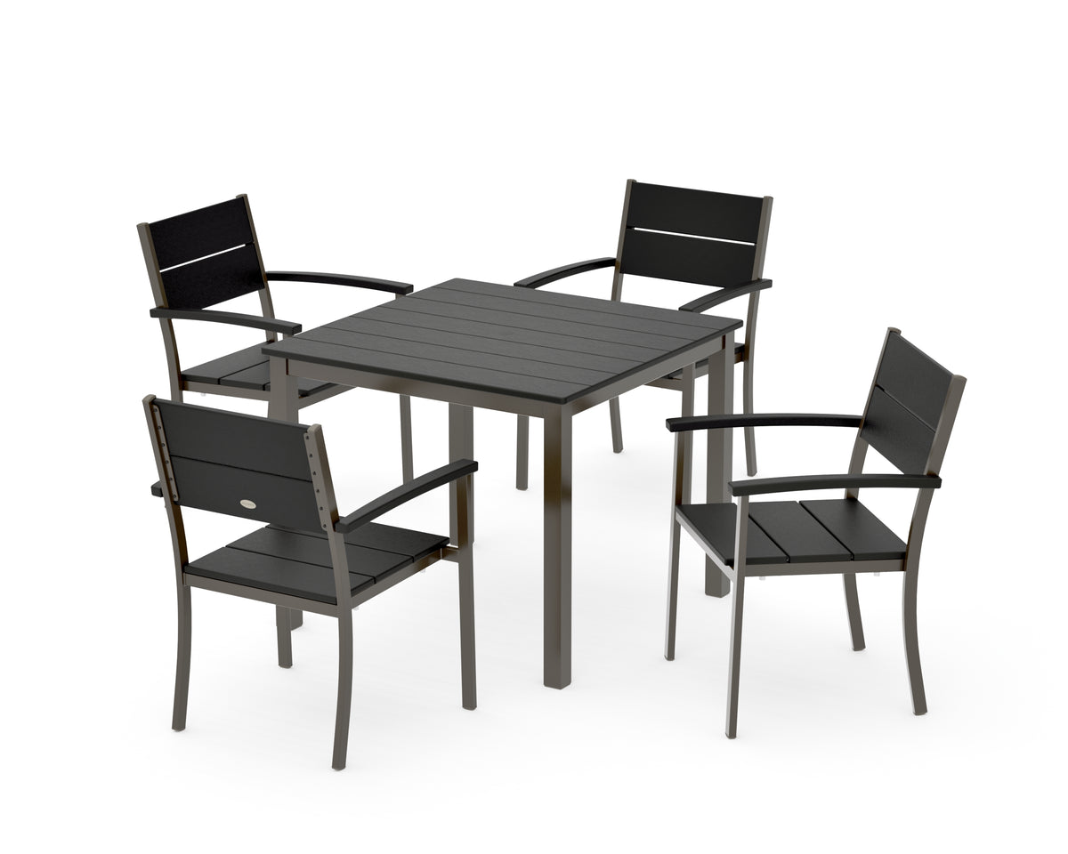 POLYWOOD Main Street 5-Piece Dining Set with Main Street 36" x 36" Dining Table in Bronze / Black
