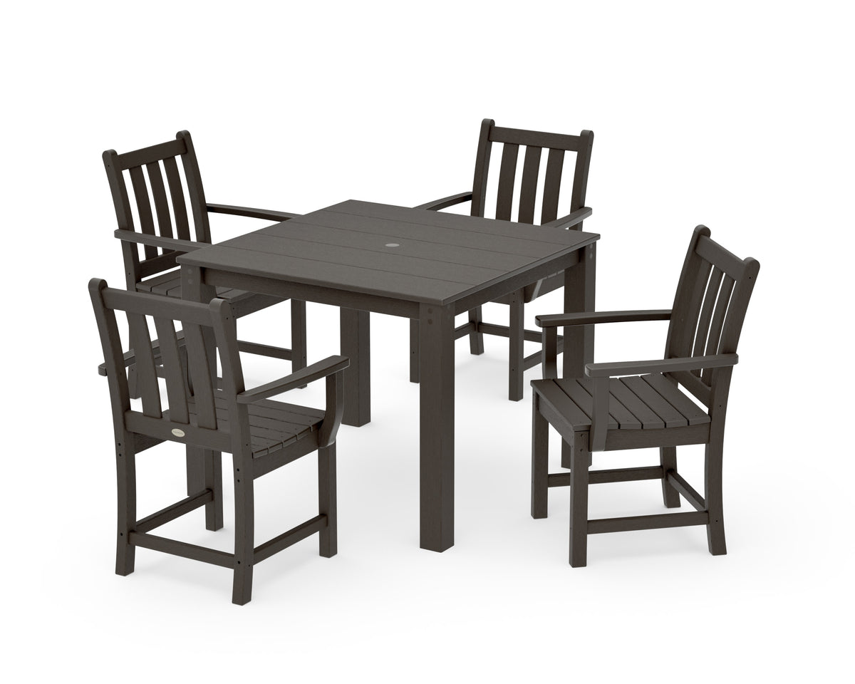 POLYWOOD Traditional Garden 5-Piece Parsons Dining Set in Vintage Coffee
