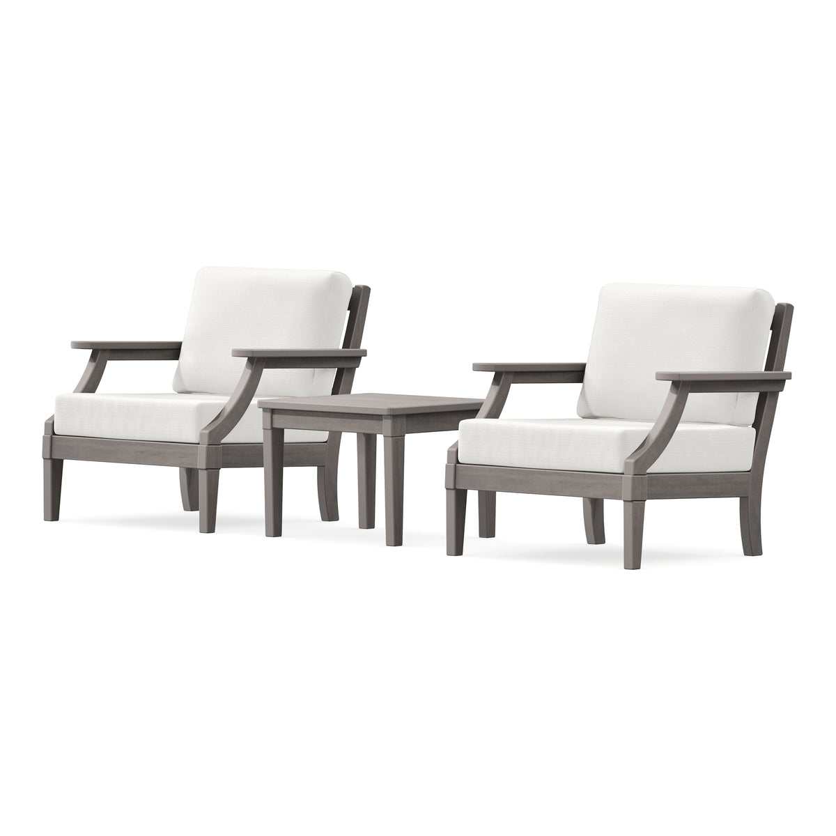 POLYWOOD PW Designer Series Estate 3-Piece Lounge Chair Set in Driftwood / Natural Linen