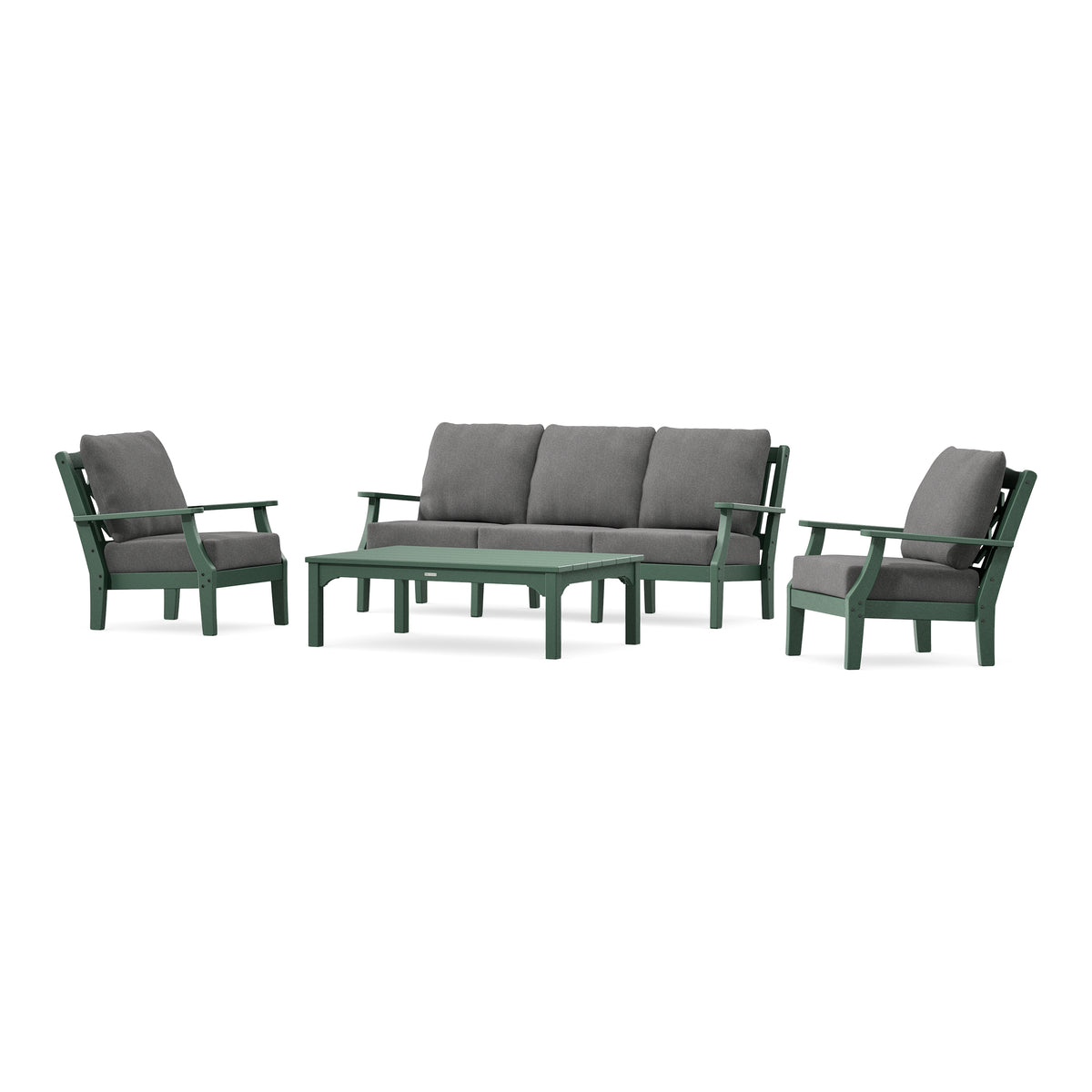 POLYWOOD Chinoiserie 4-Piece Deep Seating Set with Sofa in Green