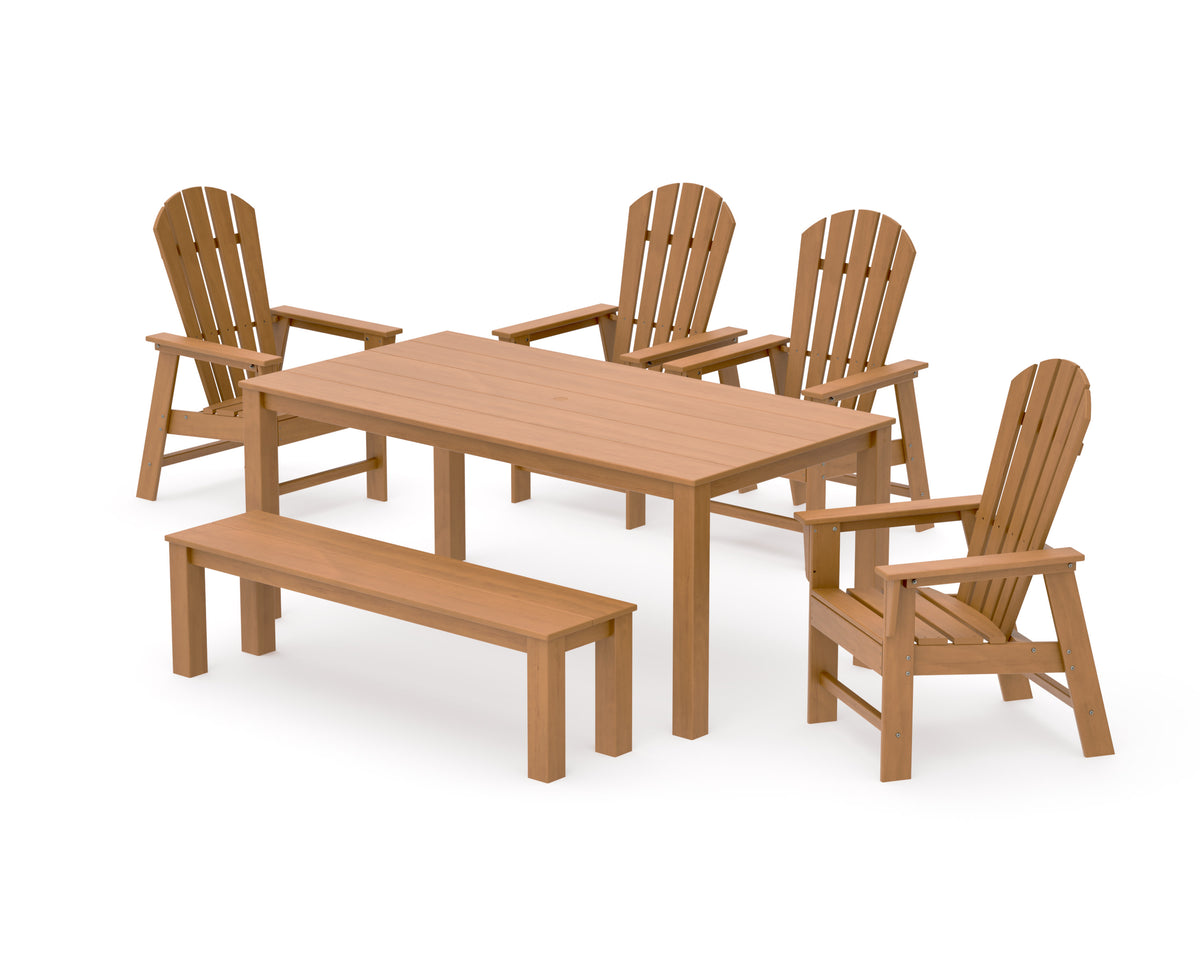 POLYWOOD South Beach 6-Piece Parsons Dining Set with Bench in Natural