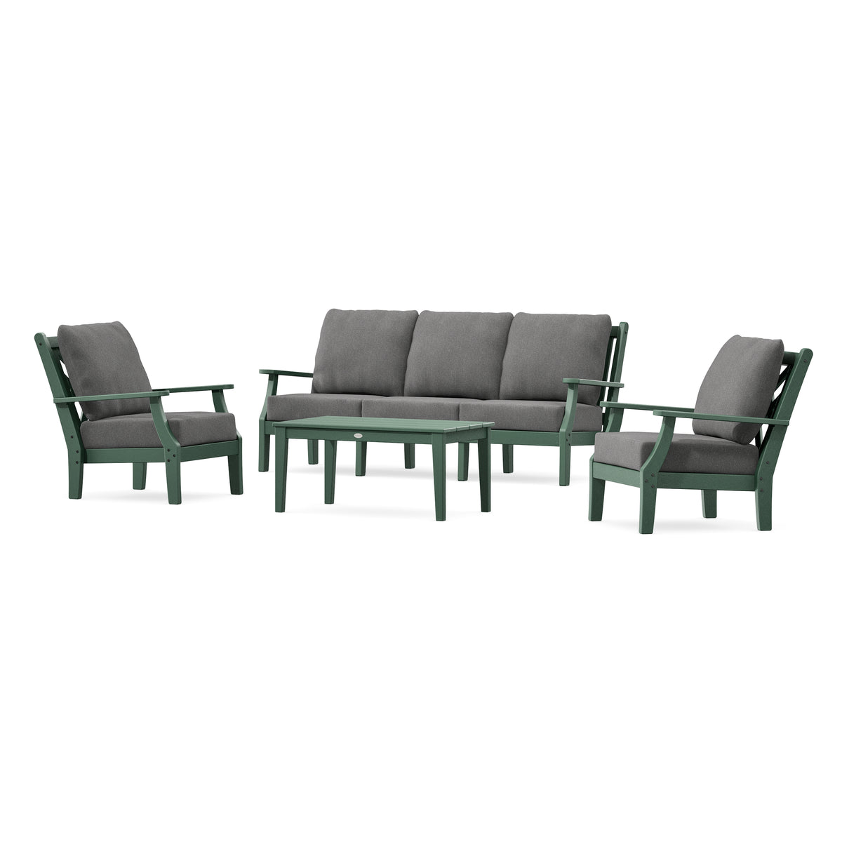 POLYWOOD Country Living Wovendale 4-Piece Deep Seating Set with Sofa in Green