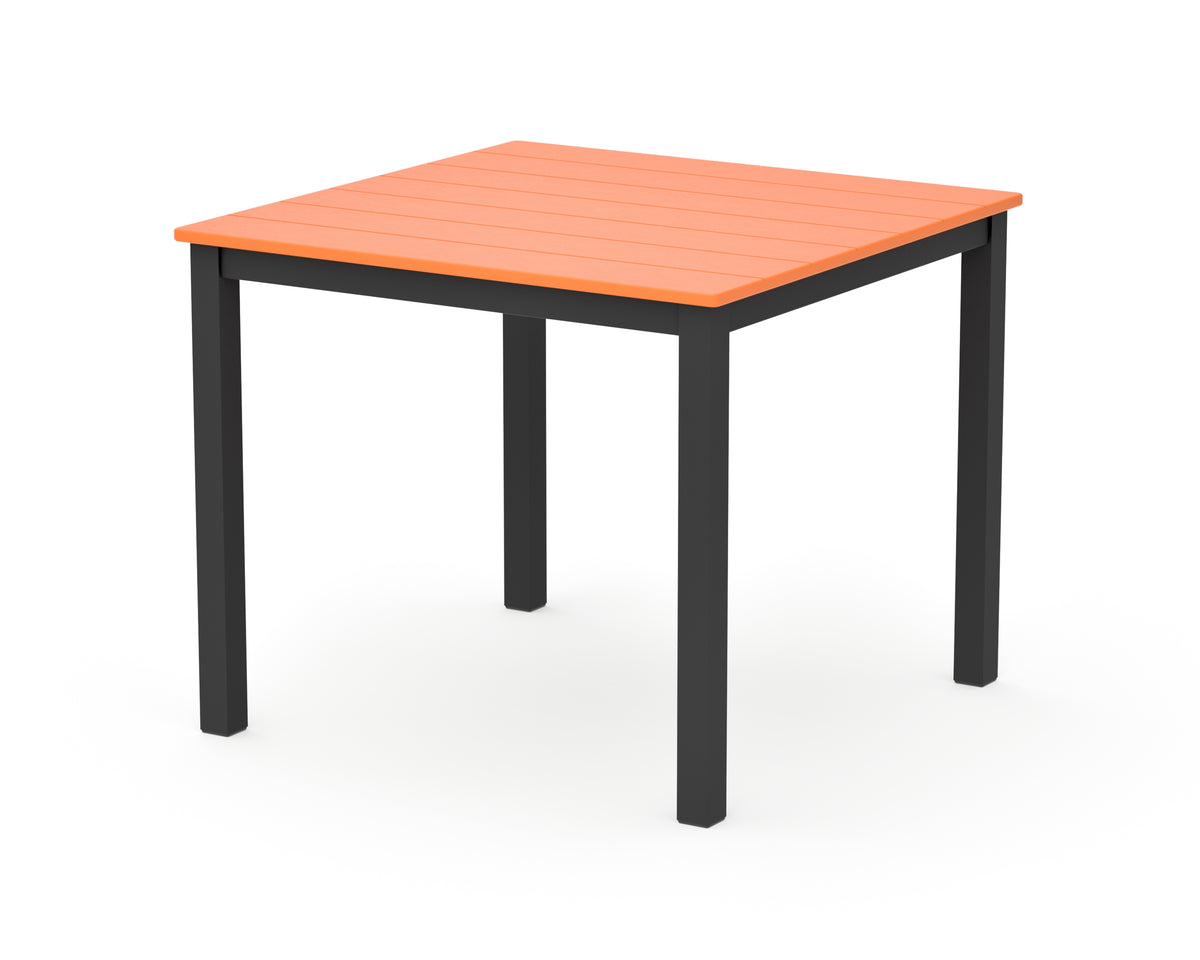 POLYWOOD Main Street 36" x 36" Dining Table in Black / Tangerine