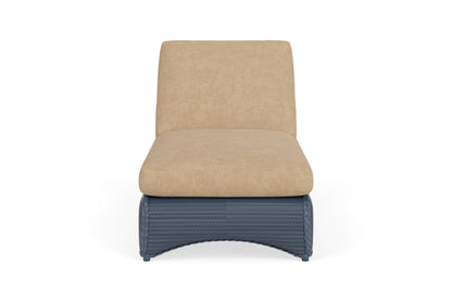 Lloyd Flanders Lloyd Loom Chaise – 2x2 Weave in Denim Blue with Hayden Sand fabric