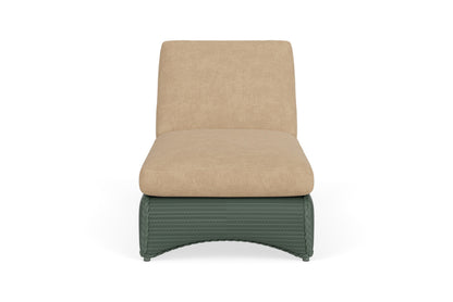 Lloyd Flanders Lloyd Loom Chaise – 2x2 Weave in Spruce with Hayden Sand fabric