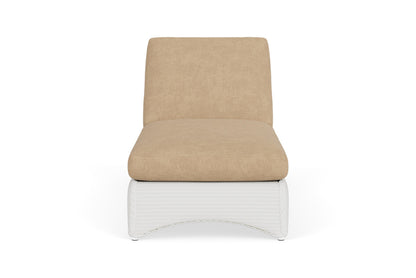 Lloyd Flanders Lloyd Loom Chaise – 2x2 Weave in Matte White with Hayden Sand fabric