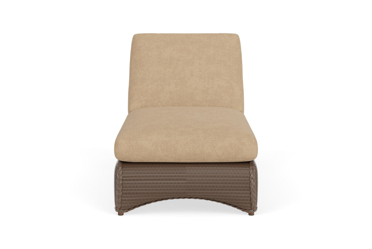 Lloyd Flanders Lloyd Loom Chaise – 2x2 Weave in Bark with Hayden Sand fabric