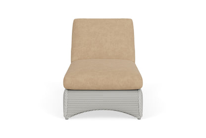 Lloyd Flanders Lloyd Loom Chaise – 2x2 Weave in Platinum with Hayden Sand fabric
