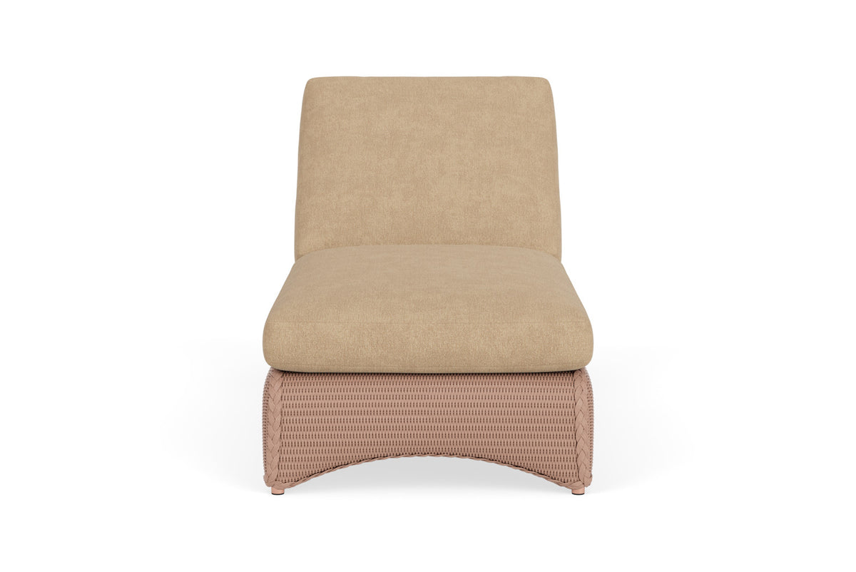 Lloyd Flanders Lloyd Loom Chaise – 2x2 Weave in Rosewood with Hayden Sand fabric