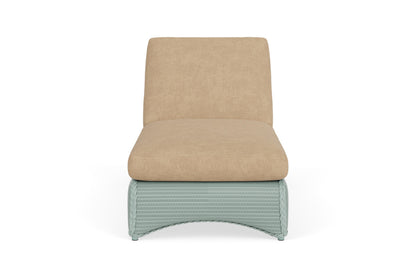Lloyd Flanders Lloyd Loom Chaise – 2x2 Weave in Sea Glass with Hayden Sand fabric