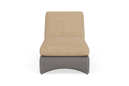 Lloyd Flanders Lloyd Loom Chaise – 2x2 Weave in Pewter with Hayden Sand fabric